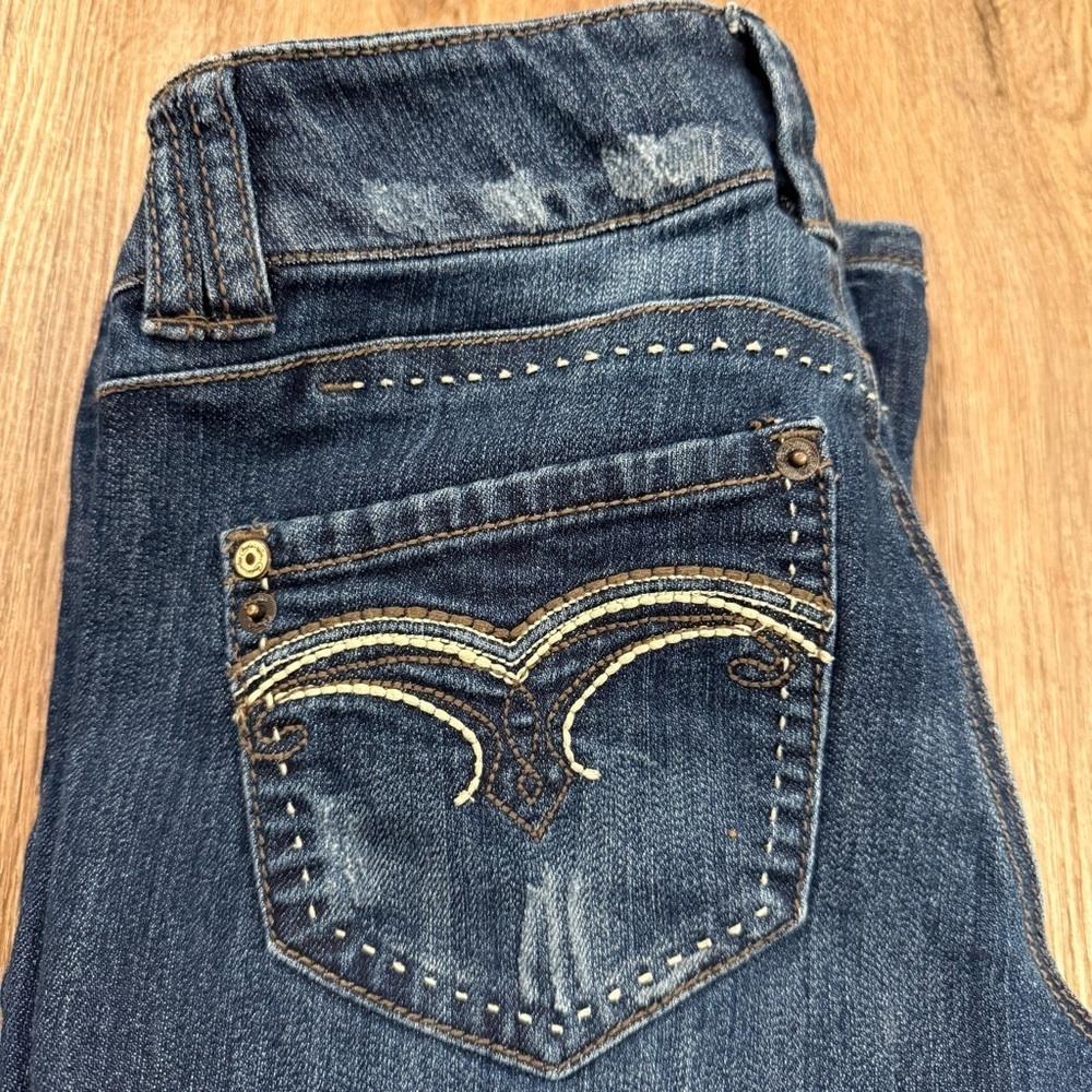 Candies Y2K Low Rise Jeans Women’s 29 Embroidered Accents Distressed Grunge Boot - Picture 9 of 10